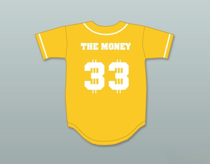 Custom Any Name Number S MCMAHON THE MONEY 33 YELLOW BUTTON DOWN BASEBALL JERSEY Top Stitched S-6XL