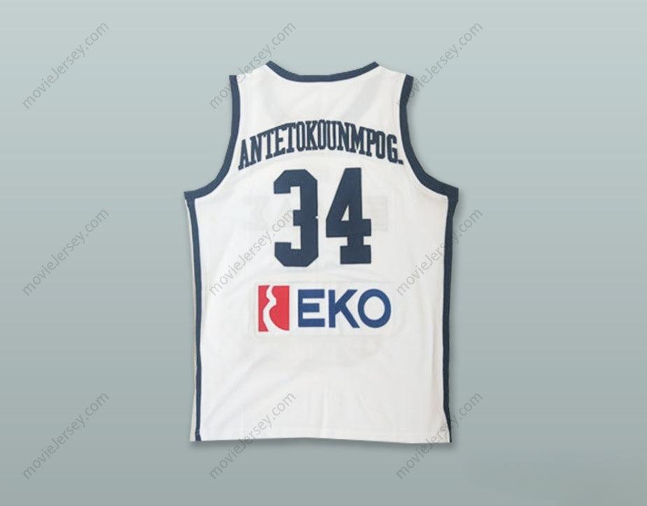 CUSTOM ANY Name Number GIANNIS ANTETOKOUNMPO 34 GREECE NATIONAL TEAM WHITE BASKETBALL JERSEY Top Stitched S-6XL
