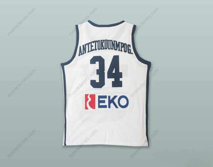 CUSTOM ANY Name Number GIANNIS ANTETOKOUNMPO 34 GREECE NATIONAL TEAM WHITE BASKETBALL JERSEY Top Stitched S-6XL