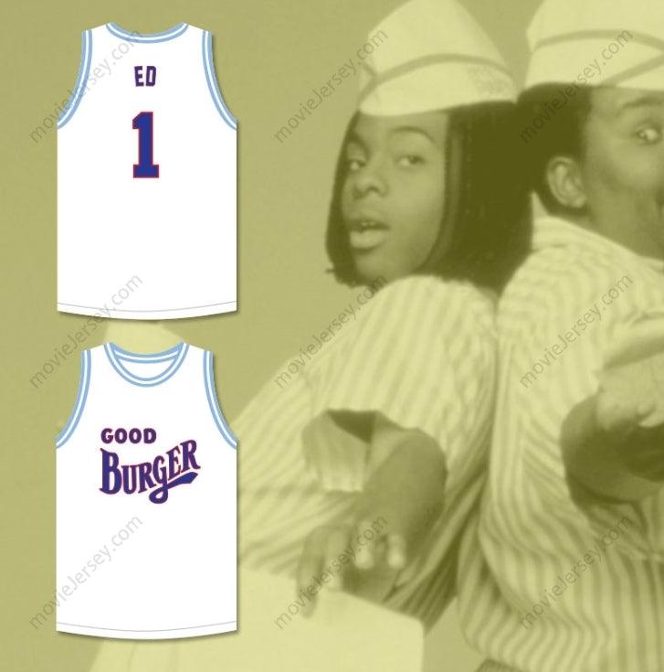 CUSTOM ANY Name Number ED 1 GOOD BURGER WHITE BASKETBALL JERSEY Top Stitched S-6XL