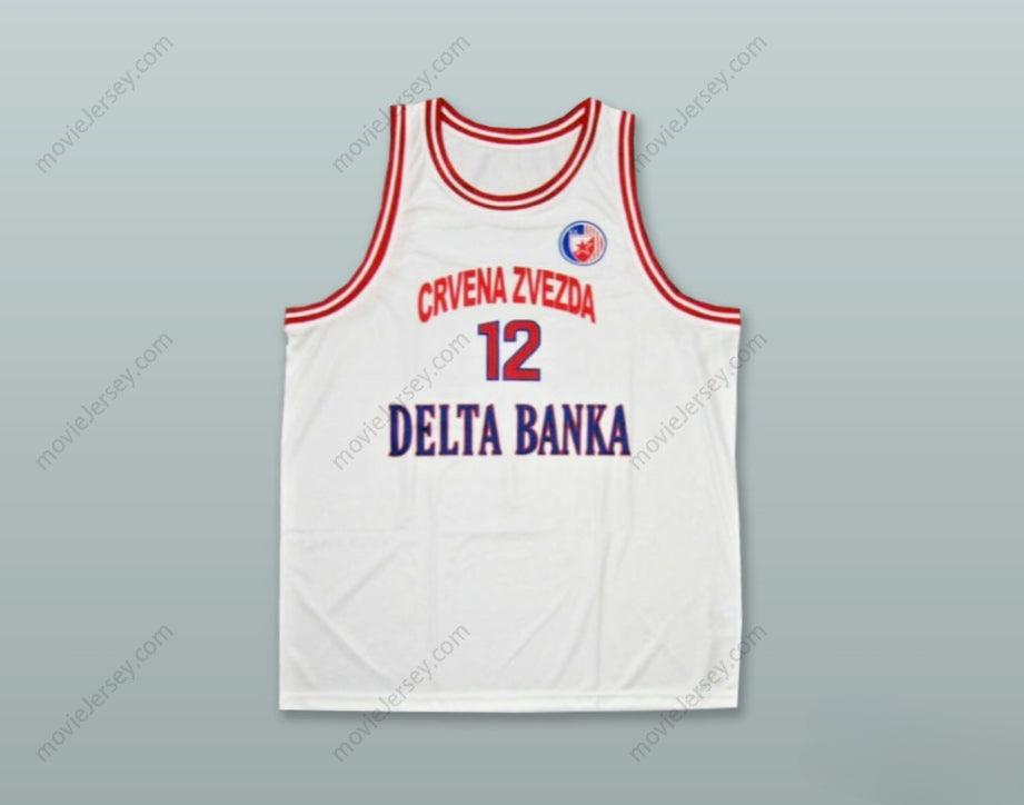 CUSTOM ANY Name Number VLADE DIVAC 12 KK CRVENA ZVEZDA RED STAR BEOGRAD SERBIA WHITE BASKETBALL JERSEY Top Stitched S-6XL