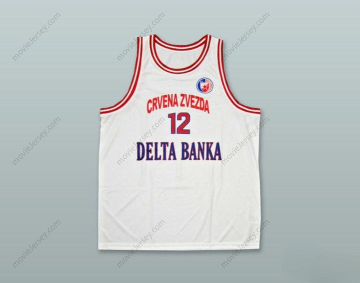 CUSTOM ANY Name Number VLADE DIVAC 12 KK CRVENA ZVEZDA RED STAR BEOGRAD SERBIA WHITE BASKETBALL JERSEY Top Stitched S-6XL