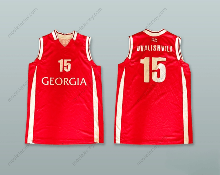 CUSTOM ANY Name Number DVALISHVILI 15 GEORGIA RED BASKETBALL JERSEY Top Stitched S-6XL