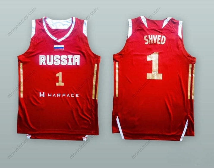 CUSTOM ANY Name Number ALEXEY SHVED 1 RUSSIA NATIONAL TEAM RED BASKETBALL JERSEY Top Stitched S-6XL