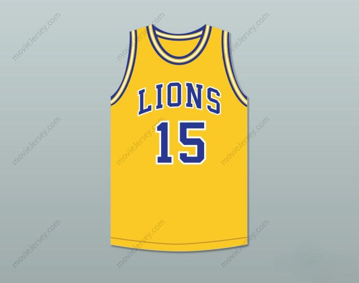 CUSTOM ANY Name Number JEFF HORNACEK 15 LYONS TOWNSHIP HIGH SCHOOL LIONS YELLOW GOLD BASKETBALL JERSEY 2 Top Stitched S-6XL