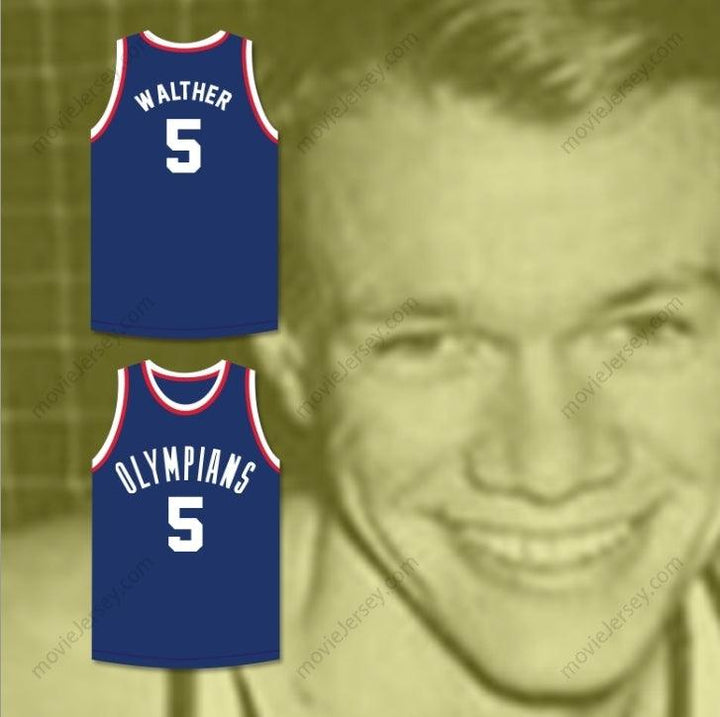 CUSTOM ANY Name Number PAUL WALTHER 5  OLYMPIANS BLUE BASKETBALL JERSEY Top Stitched S-6XL