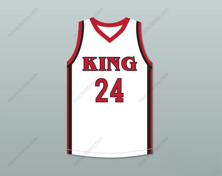 CUSTOM ANY Name Number KAWHI LEONARD 24 MARTIN LUTHER KING HIGH SCHOOL  WHITE BASKETBALL JERSEY 1 Top Stitched S-6XL