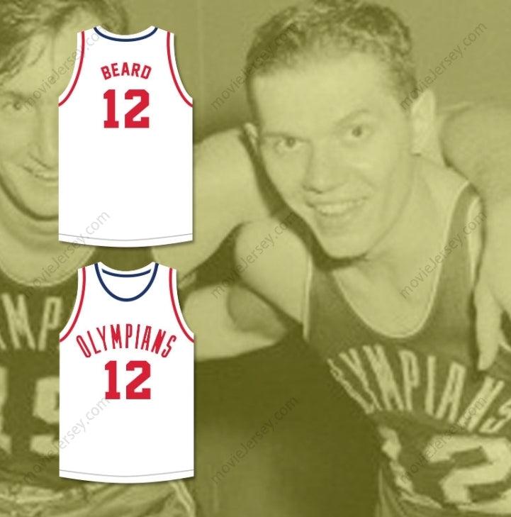 CUSTOM ANY Name Number RALPH BEARD 12  OLYMPIANS WHITE BASKETBALL JERSEY Top Stitched S-6XL