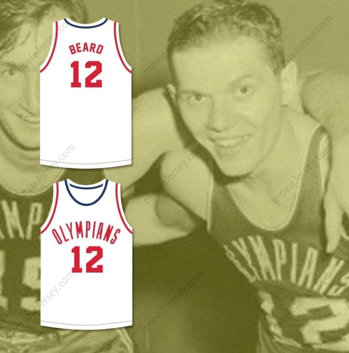 CUSTOM ANY Name Number RALPH BEARD 12  OLYMPIANS WHITE BASKETBALL JERSEY Top Stitched S-6XL