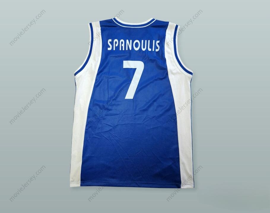 CUSTOM ANY Name Number VASSILIS SPANOULIS 7 GREECE BLUE BASKETBALL JERSEY Top Stitched S-6XL
