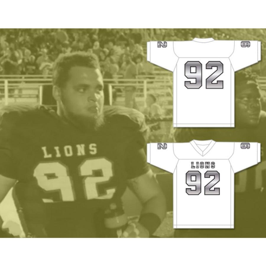 CUSTOM ANY Name NumberMARCEL ANDRY 92 EMCC LIONS FOOTBALL JERSEY INCLUDES PATCHES S-6XL