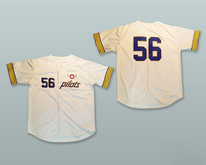 Custom Any Name Number JIM BOUTON 56  PILOTS WHITE BASEBALL JERSEY Top Stitched S-6XL