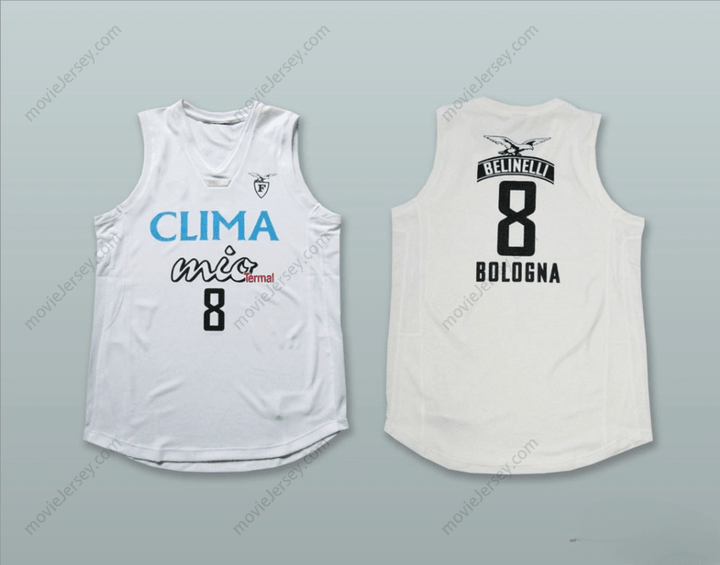 CUSTOM ANY Name Number FORTITUDO BOLOGNA 8 WHITE BASKETBALL JERSEY Top Stitched S-6XL