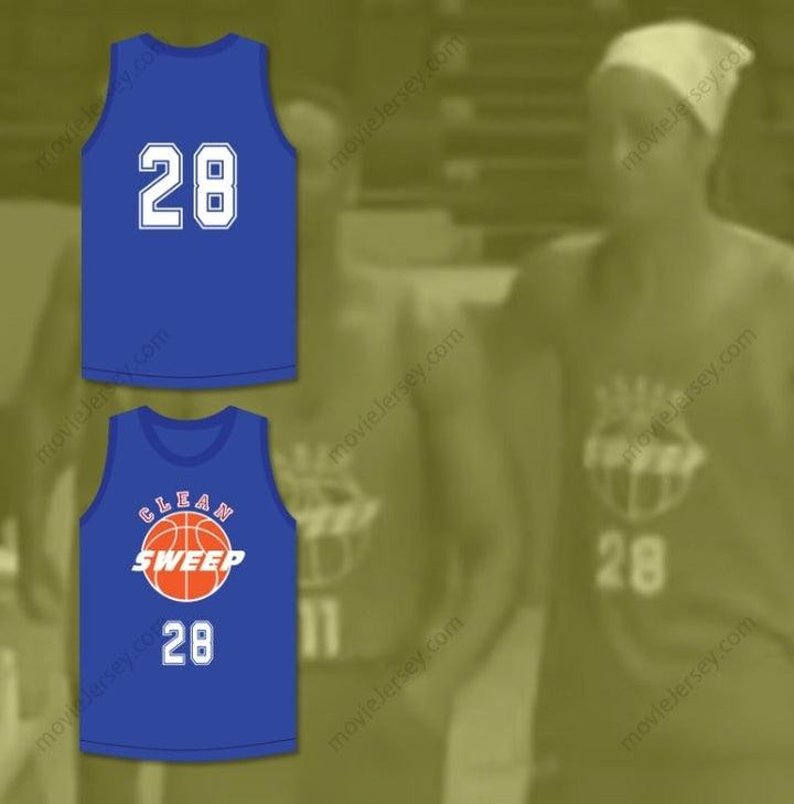 CUSTOM ANY Name Number T.J. 28 CLEAN SWEEP BLUE BASKETBALL JERSEY SLAM DUNK ERNEST Top Stitched S-6XL