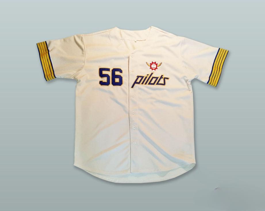 Custom Any Name Number JIM BOUTON 56  PILOTS WHITE BASEBALL JERSEY Top Stitched S-6XL