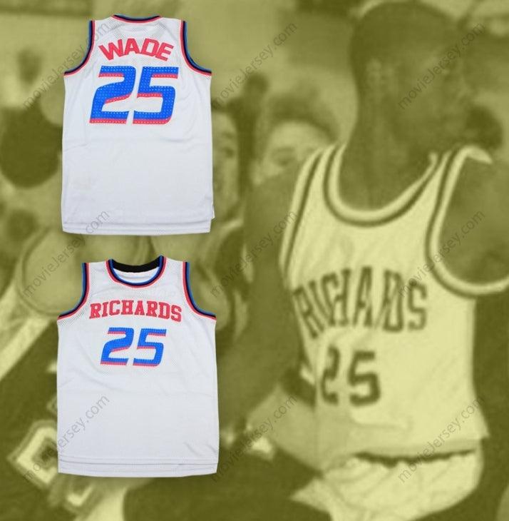 CUSTOM ANY Name Number DWYANE WADE 25 RICHARDS HIGH SCHOOL BULLDOGS WHITE ALTERNATE BASKETBALL JERSEY Top Stitched S-6XL