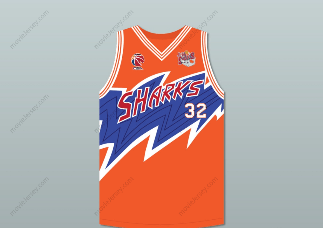 Custom Any Name JIMMER FREDETTE 32 SHANGHAI SHARKS ORANGE BASKETBALL JERSEY WITH CBA & SHARKS PATCH Top Stitched S-6XL