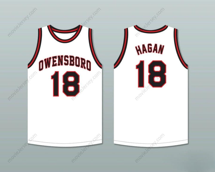 CUSTOM ANY Name Number CLIFF HAGAN 18 OWENSBORO HIGH SCHOOL RED DEVILS WHITE BASKETBALL JERSEY 2 Top Stitched S-6XL