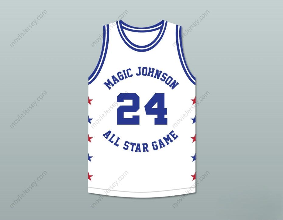 CUSTOM ANY Name Number MARK AGUIRRE 24 MAGIC JOHNSON ALL STAR GAME WHITE BASKETBALL JERSEY 1988 MIDSUMMER NIGHT'S MAGIC CHARITY EVENT Top Stitched S-6XL