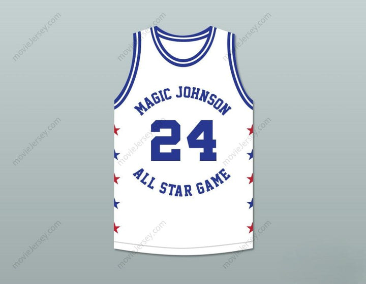 CUSTOM ANY Name Number MARK AGUIRRE 24 MAGIC JOHNSON ALL STAR GAME WHITE BASKETBALL JERSEY 1988 MIDSUMMER NIGHT'S MAGIC CHARITY EVENT Top Stitched S-6XL