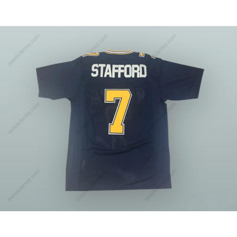 CUSTOM ANY Name Number MATTHEW STAFFORD 7 HIGHLAND PARK HIGH SCHOOL SCOTS DARK BLUE FOOTBALL JERSEY Top Stitched S-6XL