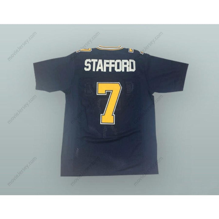 CUSTOM ANY Name Number MATTHEW STAFFORD 7 HIGHLAND PARK HIGH SCHOOL SCOTS DARK BLUE FOOTBALL JERSEY Top Stitched S-6XL