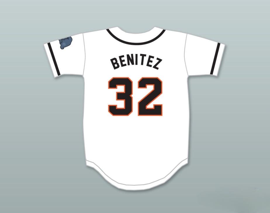 Custom Any Name Number RAFFY BENITEZ 32 RHINOS WHITE BASEBALL JERSEY WITH PATCH KEY & PEELE SLAP ASS Top Stitched S-6XL