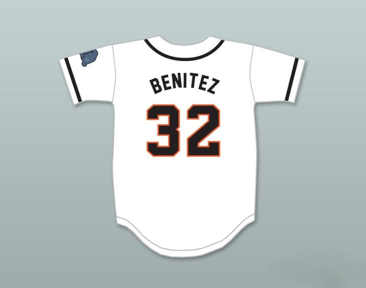 Custom Any Name Number RAFFY BENITEZ 32 RHINOS WHITE BASEBALL JERSEY WITH PATCH KEY & PEELE SLAP ASS Top Stitched S-6XL
