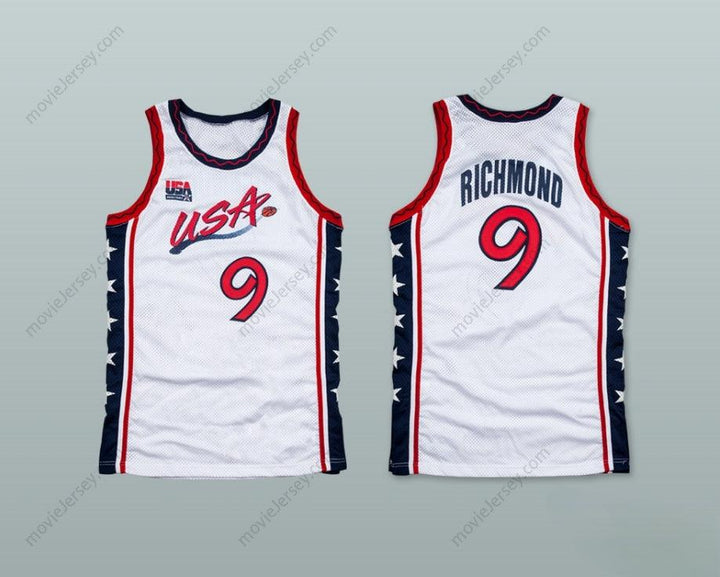 CUSTOM ANY Name Number 1996 MITCH RICHMOND 9 USA TEAM HOME BASKETBALL JERSEY Top Stitched S-6XL