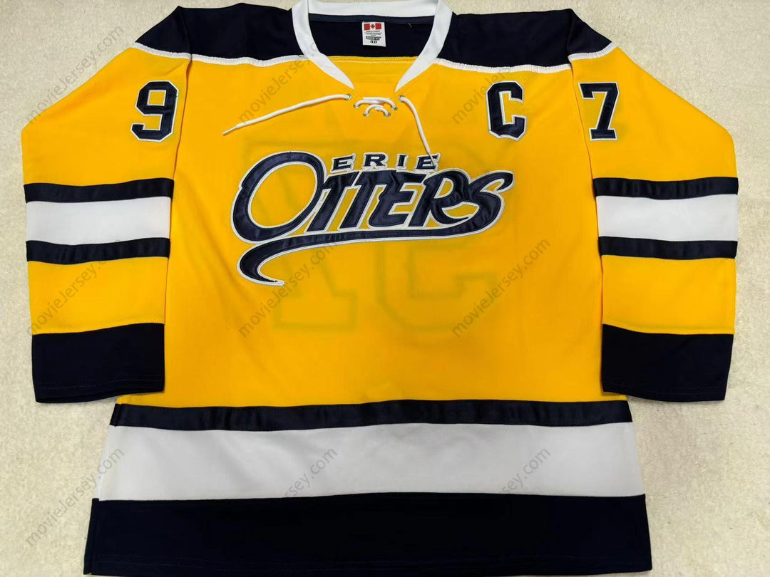 Custom Any Name Number CONNOR MCDAVID 97 ERIE OTTERS YELLOW HOCKEY JERSEY Top Stitched S-6XL