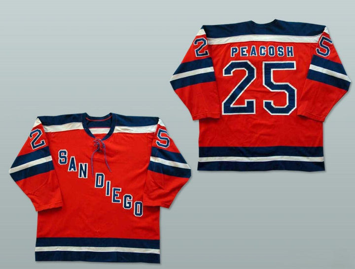 Custom Any Name Number Gene Peacosh San Diego Mariners Hockey Jersey Top Stitched S-6XL