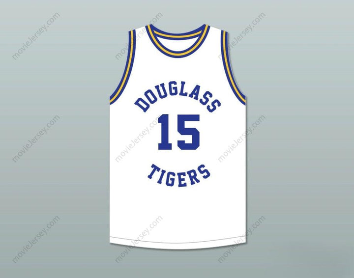 CUSTOM ANY Name Number HAL GREER 15 FREDERICK DOUGLASS JUNIOR AND SENIOR HIGH SCHOOL TIGERS WHITE BASKETBALL JERSEY 2 Top Stitched S-6XL