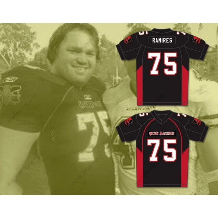 CUSTOM ANY Name Number 75 RAMIRES MEAN MACHINE CONVICTS FOOTBALL JERSEY INCLUDES PATCHES Top Stitched S-6XL