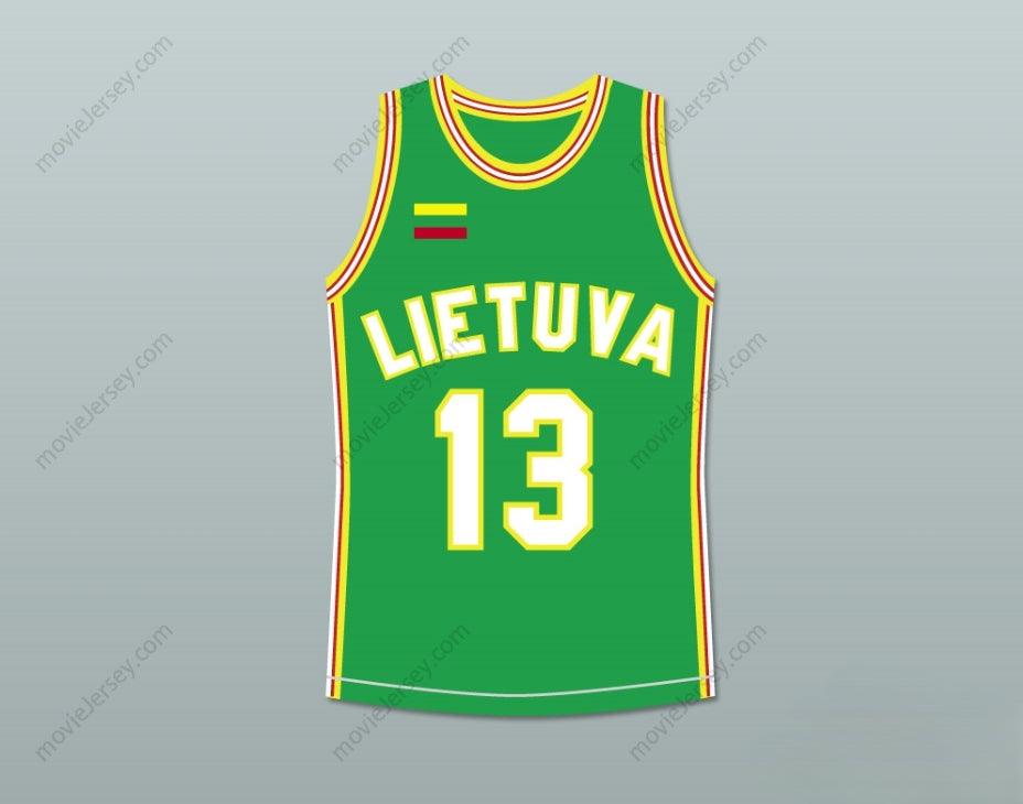 CUSTOM ANY Name Number SARUNAS MARCIULIONIS 13 LITHUANIA BASKETBALL JERSEY STITCH SEWN Top Stitched S-6XL