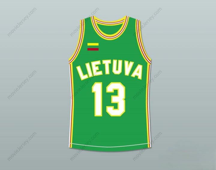 CUSTOM ANY Name Number SARUNAS MARCIULIONIS 13 LITHUANIA BASKETBALL JERSEY STITCH SEWN Top Stitched S-6XL
