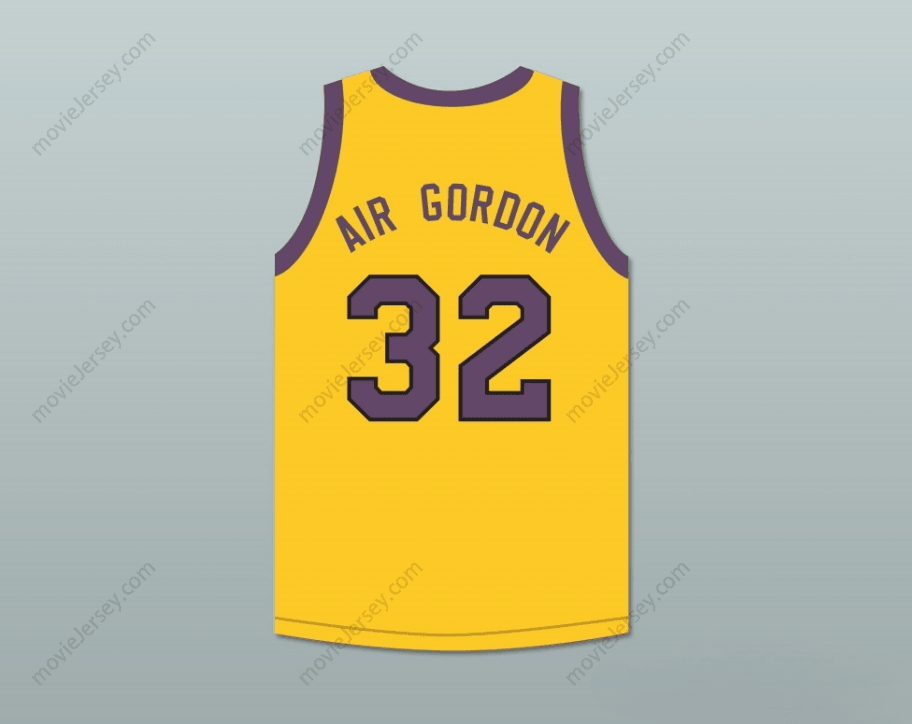 CUSTOM ANY Name Number AIR GORDON 32 YELLOW BASKETBALL JERSEY WITH MARTIN PATCH Top Stitched S-6XL