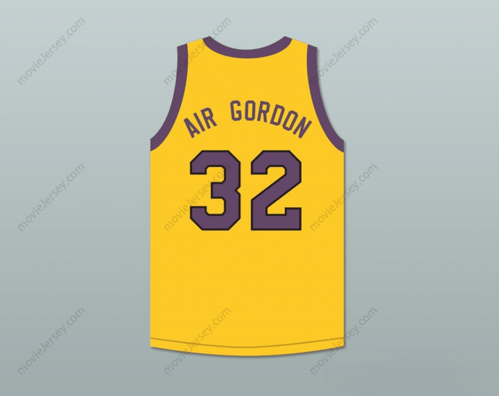 CUSTOM ANY Name Number AIR GORDON 32 YELLOW BASKETBALL JERSEY WITH MARTIN PATCH Top Stitched S-6XL