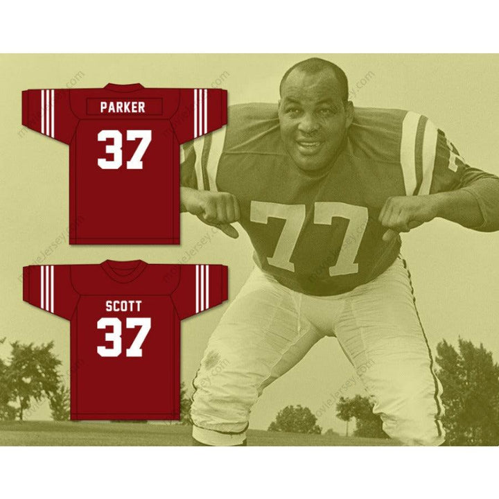 CUSTOM ANY Name Number JIM PARKER 37 SCOTT HIGH SCHOOL BULLDOGS MAROON FOOTBALL JERSEY Top Stitched S-6XL