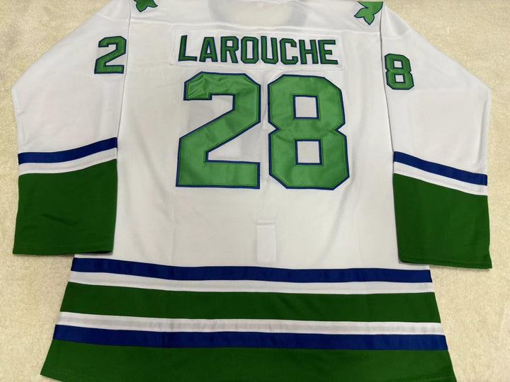 Custom Any Name Number PIERRE LAROUCHE 28 HARTFORD WHALERS WHITE HOCKEY JERSEY Stitched Top Stitched S-6XL
