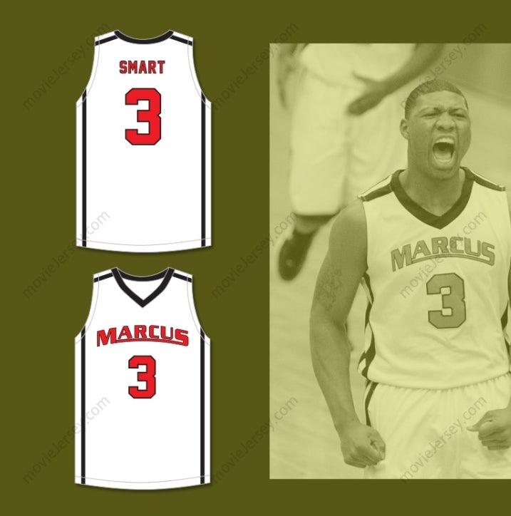 CUSTOM ANY Name Number MARCUS SMART 3 EDWARD S. MARCUS HIGH SCHOOL MARAUDERS WHITE BASKETBALL JERSEY 4 Top Stitched S-6XL