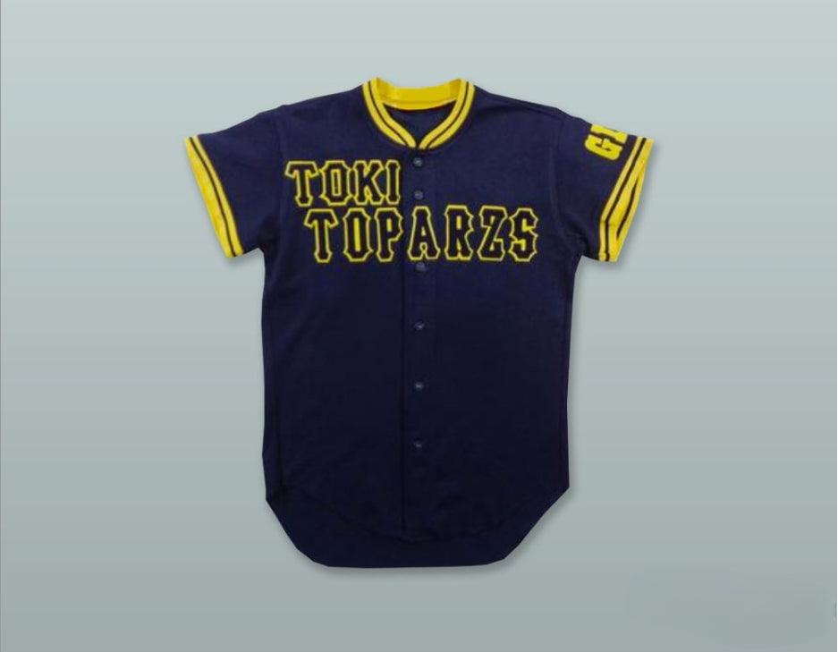 Custom Any Name Number ARAKI 14 TOKI TOPARZS GIFU NAVY BLUE BUTTON DOWN BASEBALL JERSEY Top Stitched S-6XL