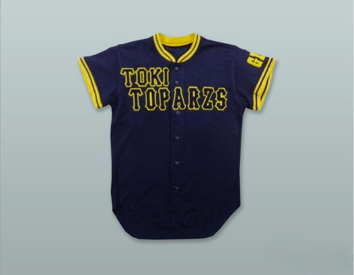 Custom Any Name Number ARAKI 14 TOKI TOPARZS GIFU NAVY BLUE BUTTON DOWN BASEBALL JERSEY Top Stitched S-6XL