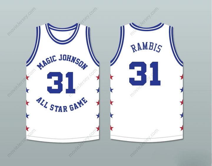 CUSTOM ANY Name Number KURT RAMBIS 31 MAGIC JOHNSON ALL STAR GAME WHITE BASKETBALL JERSEY 1986 MIDSUMMER NIGHT'S MAGIC CHARITY EVENT Top Stitched S-6XL