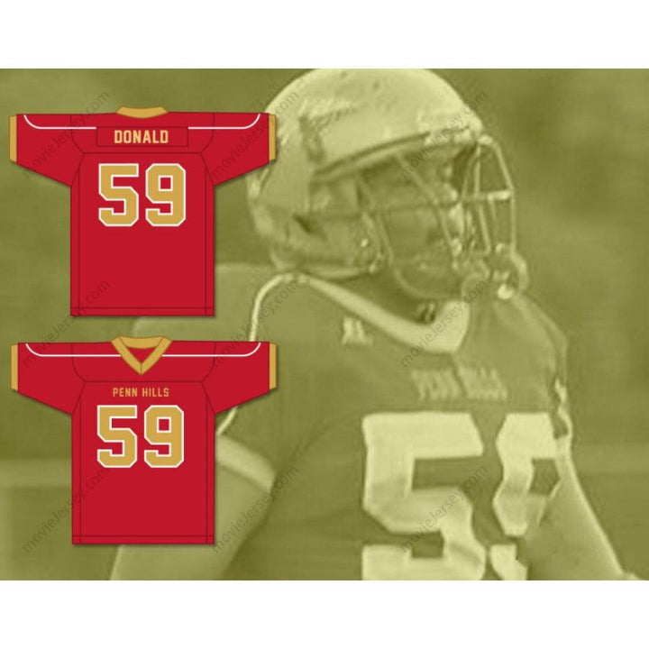 CUSTOM ANY Name Number AARON DONALD 59 PENN HILLS HIGH SCHOOL INDIANS Football Jersey Top Stitched S-6XL