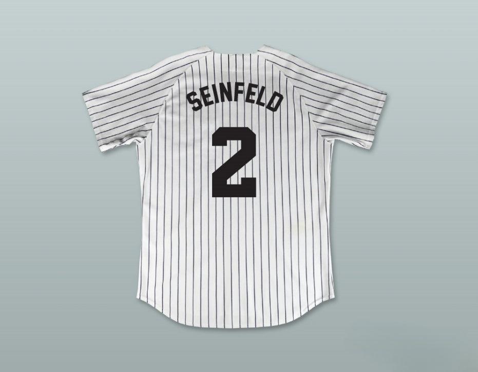 Custom Any Name Number JERRY SEINFELD 2 IMPROV WHITE PINSTRIPED BASEBALL JERSEY Top Stitched S-6XL
