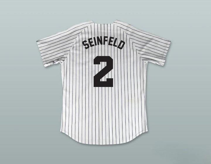 Custom Any Name Number JERRY SEINFELD 2 IMPROV WHITE PINSTRIPED BASEBALL JERSEY Top Stitched S-6XL