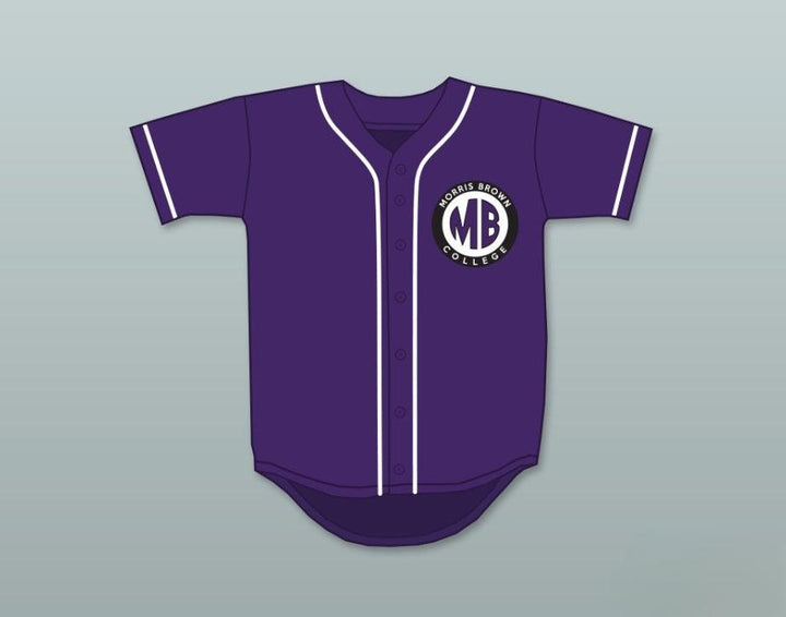 Custom Any Name Number MARTIN PAYNE 23 MORRIS BROWN COLLEGE PURPLE BASEBALL JERSEY Top Stitched S-6XL