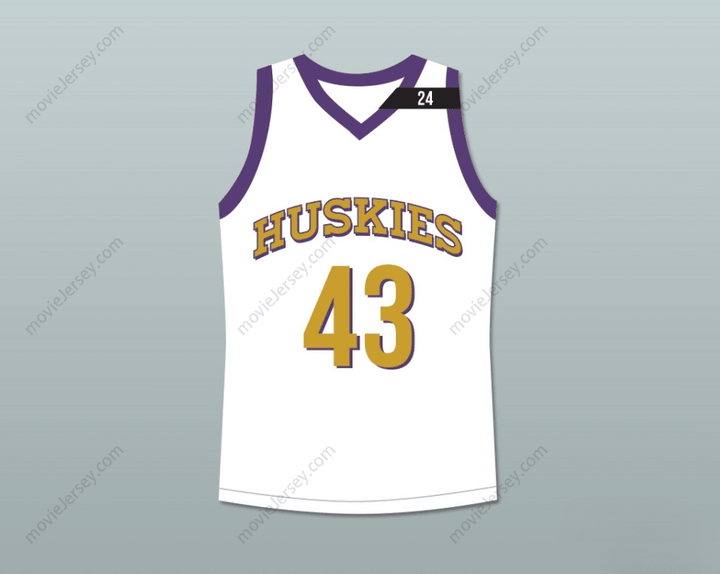 CUSTOM ANY Name Number MARLON WAYANS KENNY TYLER 43 HUSKIES BASKETBALL JERSEY THE 6TH MAN WHITE TRIBUTE Top Stitched S-6XL