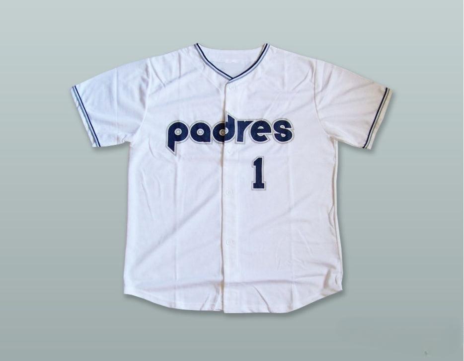 Custom Any Name Number PADRES 1 WHITE BUTTON DOWN BASEBALL JERSEY Top Stitched S-6XL