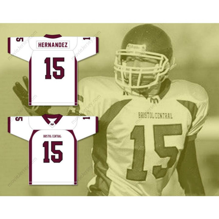 CUSTOM ANY Name Number CUSTOM AARON HERNANDEZ 15 BRISTOL CENTRAL RAMS MAROON FOOTBALL JERSEY VERSION Top Stitched S-6XL